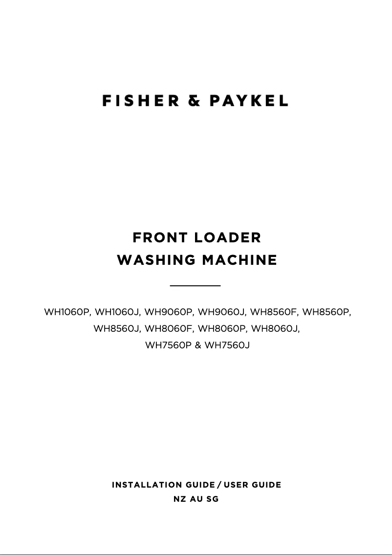 Page 1 of the manual Installation Guide Fisher & Paykel WH8060J3