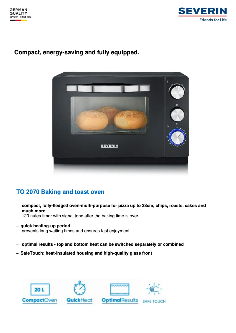 Page n°1 - Fiche technique Severin TO 2070
