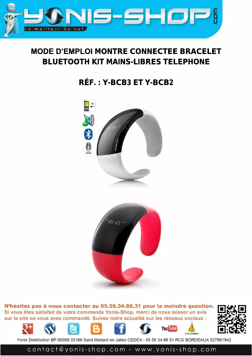 Image de la première page du manuel de l'appareil Y-BCB3