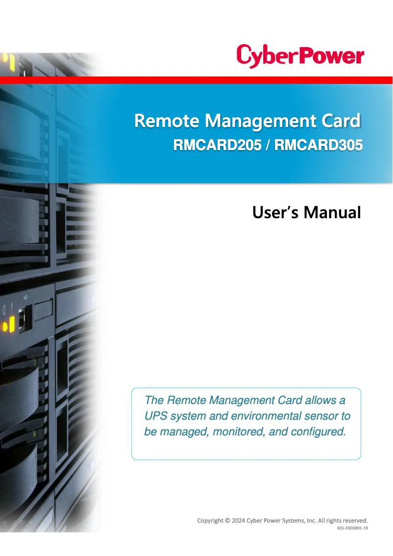 Page 1 de la notice Manuel utilisateur CyberPower RMCARD205
