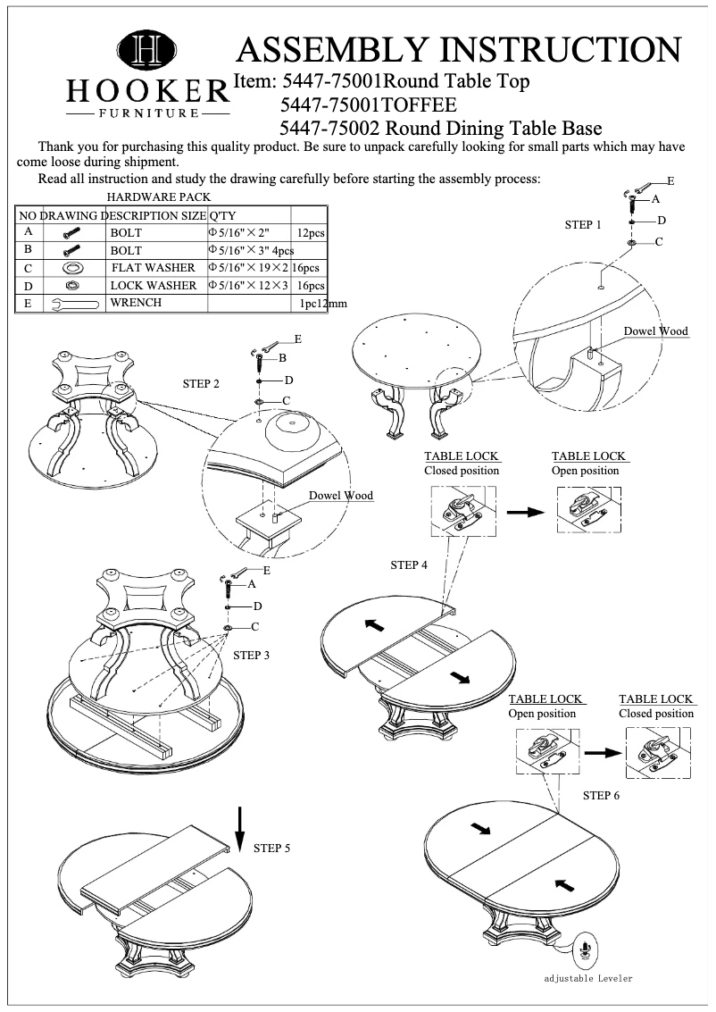 Página 1 del manual Manual de usuario Hooker 5447-75001TOFFEE