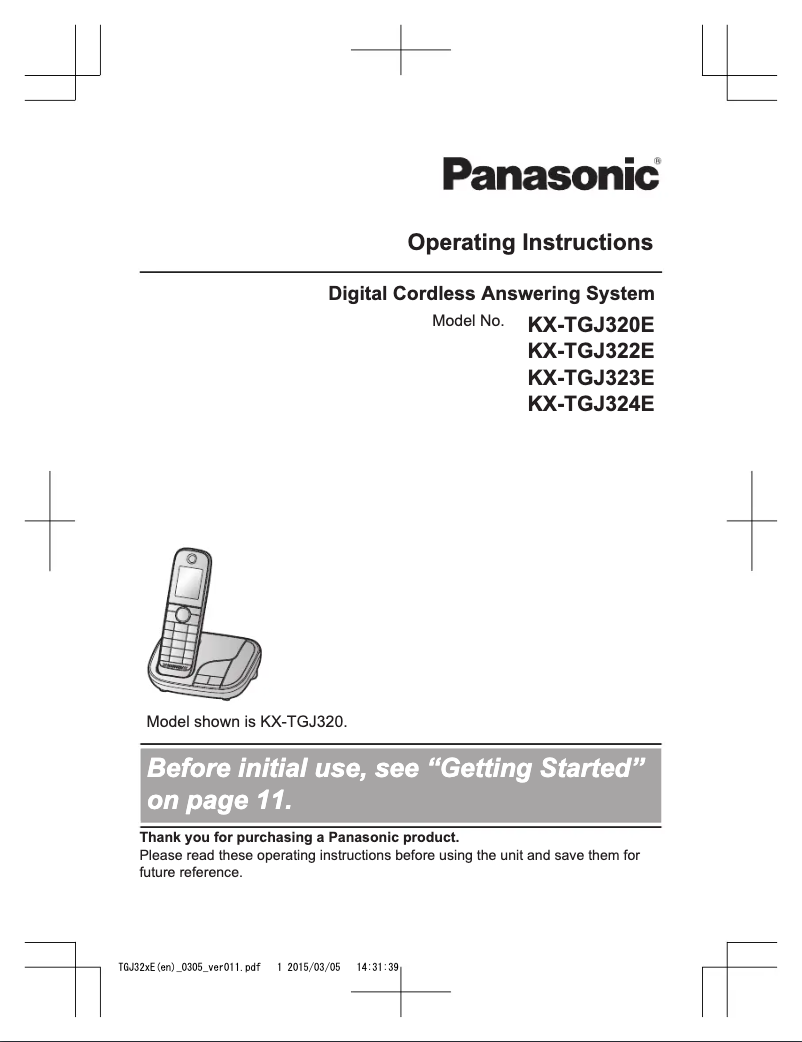 Page n°1 - Manuel utilisateur Panasonic KX-TGJ323E
