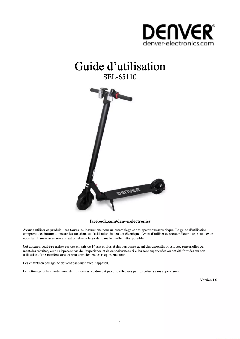 Page n°1 - Manuel utilisateur Denver SEL-65110