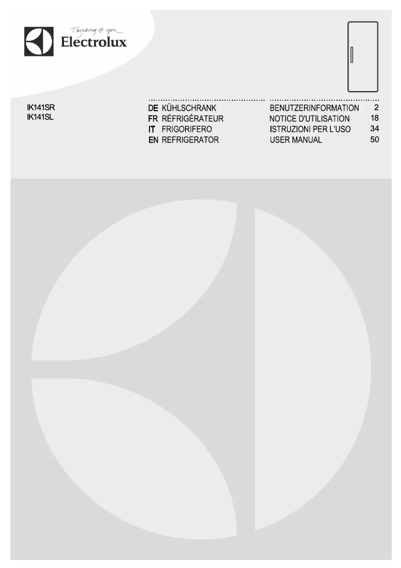 Page 1 de la notice Manuel utilisateur Electrolux IK141SL