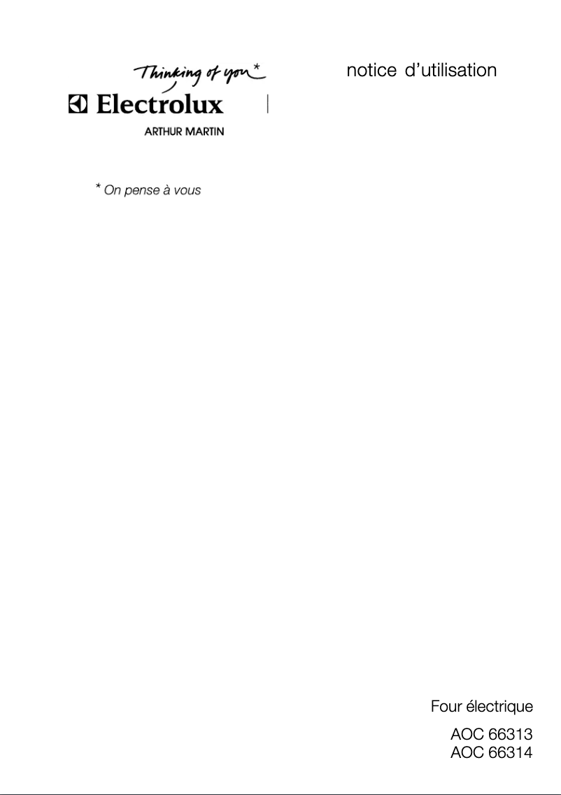 Page 1 de la notice Manuel utilisateur Arthur Martin-Electrolux AOC 66313