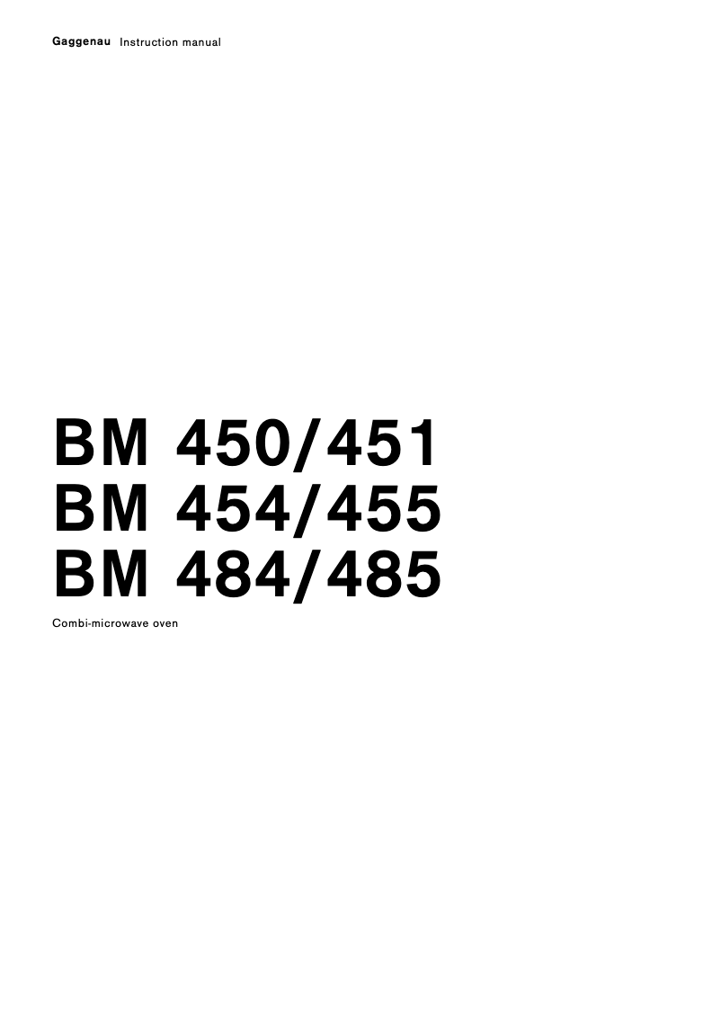 Page 1 de la notice Manuel utilisateur Gaggenau BM 451