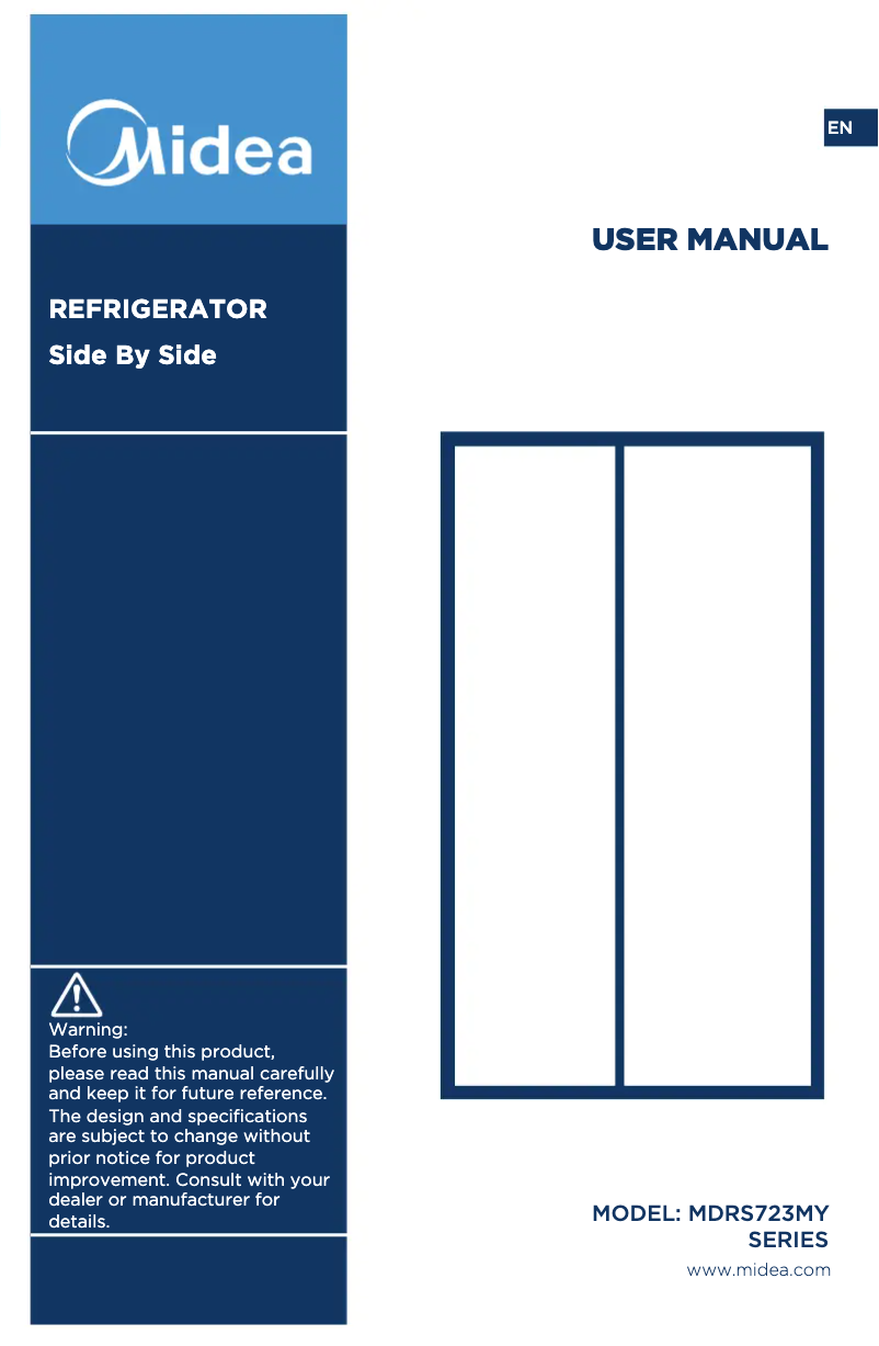 Page 1 de la notice Manuel utilisateur Midea MDRS723MYF28