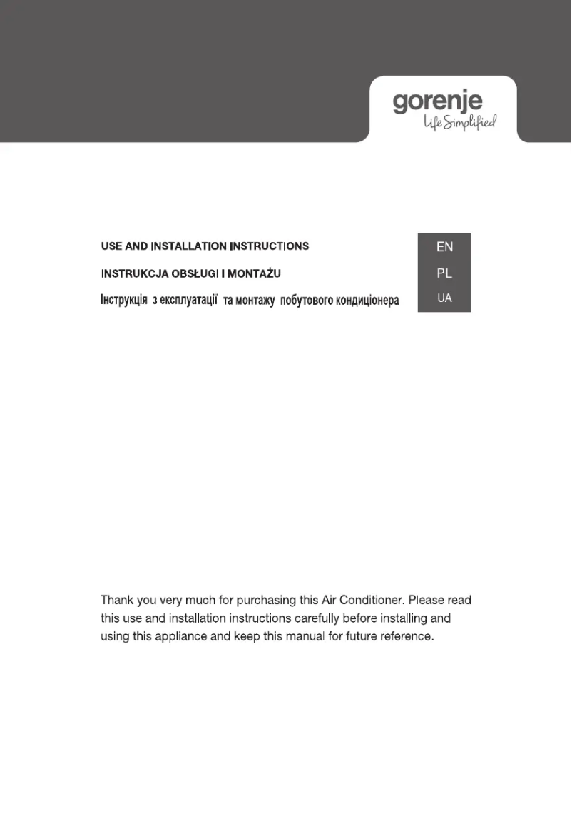 Page 1 of the manual Installation Guide Gorenje REA26OUT KC