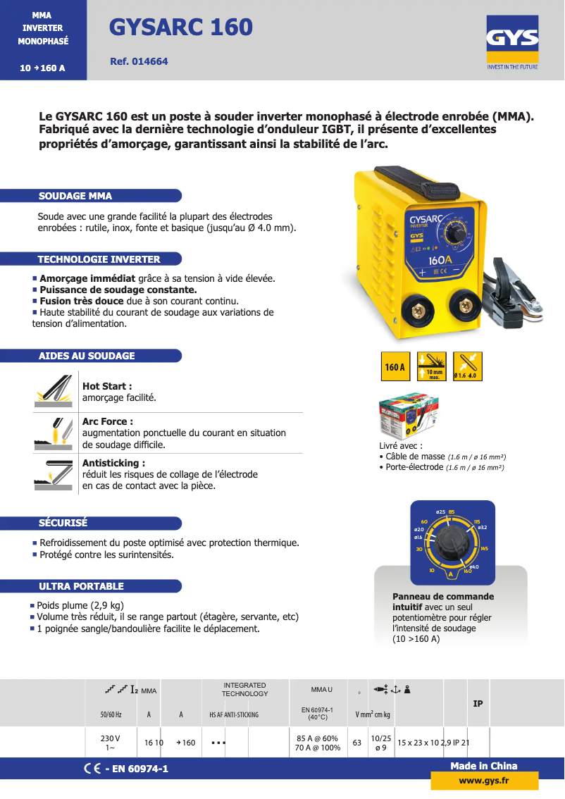 Image de la première page du manuel de l'appareil Gysarc 160