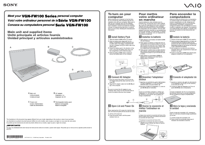 Página 1 del manual Manual de usuario Sony Vaio VGN-FW190F