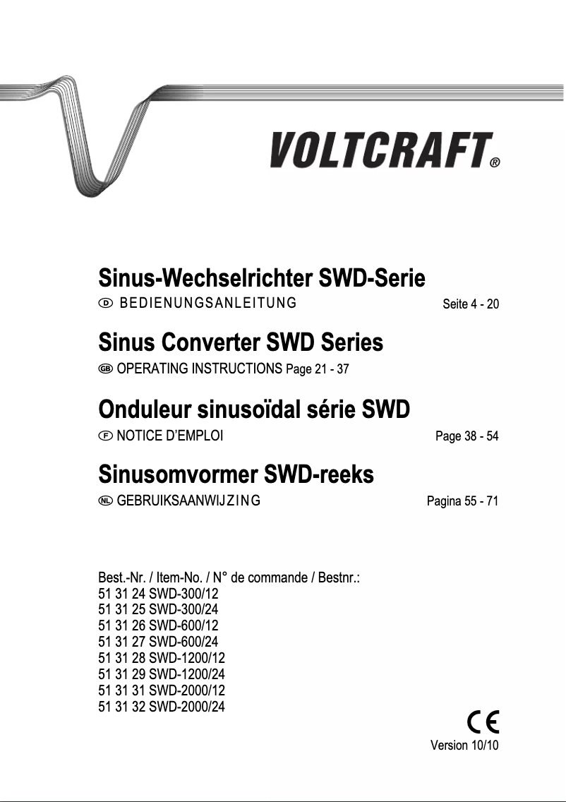 Page 1 de la notice Manuel utilisateur Voltcraft SWD-2000/12