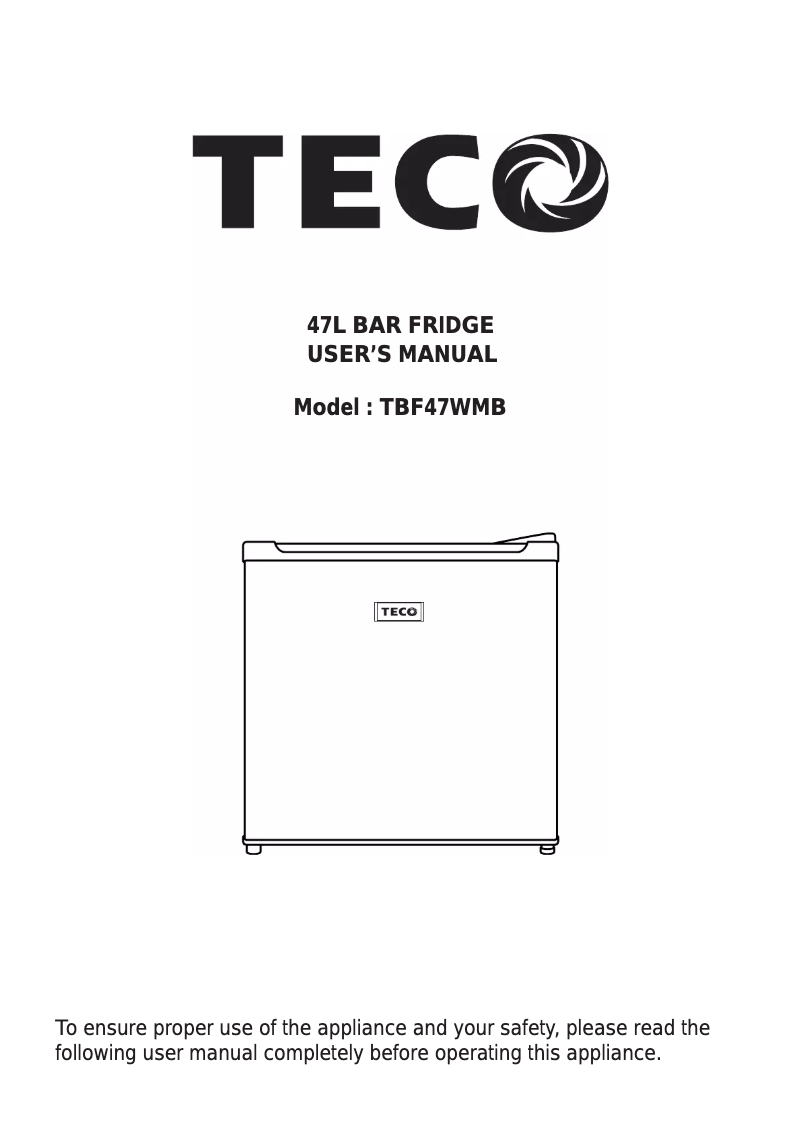 Page n°1 - Manuel utilisateur Teco TBF47WMB