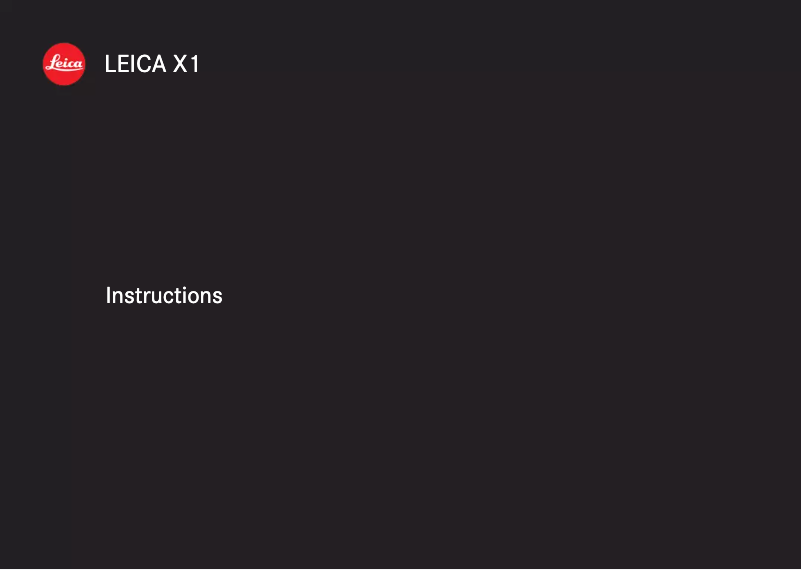 Page 1 de la notice Manuel utilisateur Leica X1