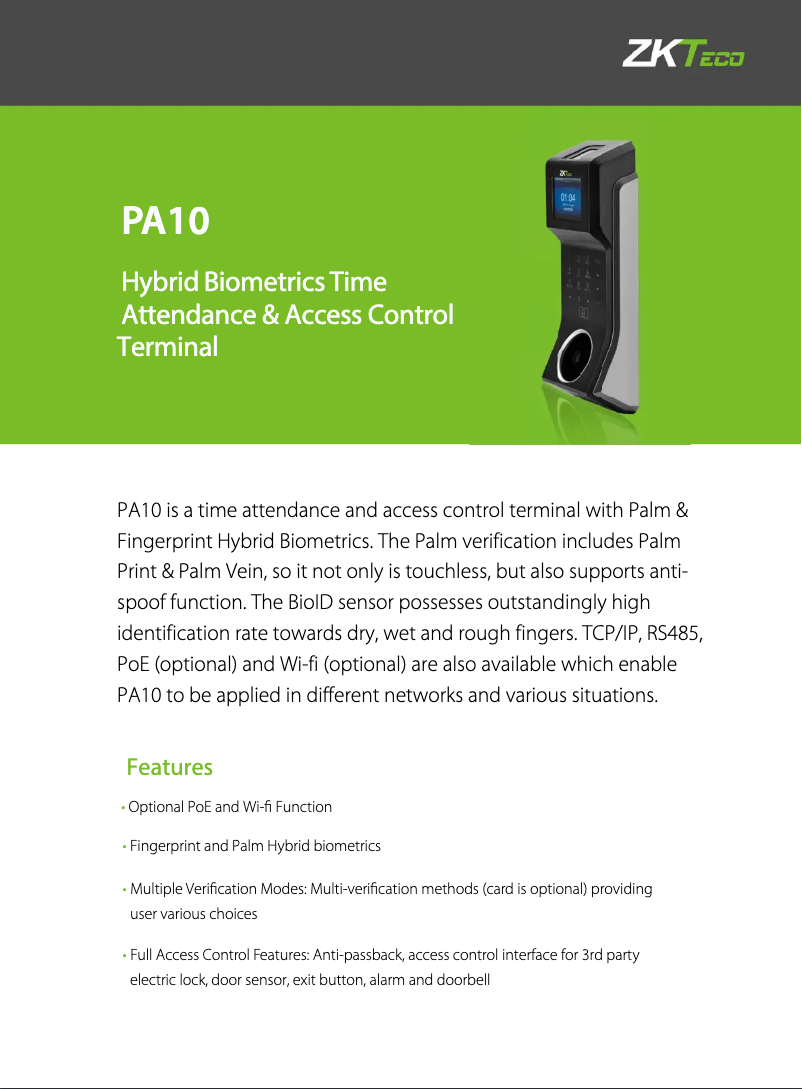 First page image of the manual for PA10