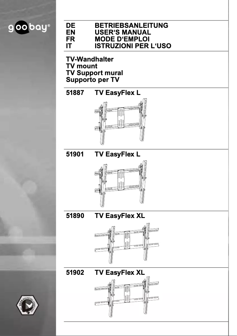 Page 1 de la notice Manuel utilisateur Goobay TV EasyFlex L