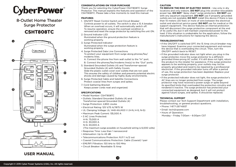 Image de la première page du manuel de l'appareil Home Theater CSHT808TC