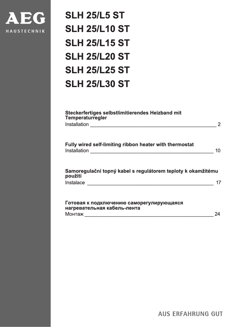 Page 1 de la notice Manuel utilisateur AEG SLH 25/L5 ST