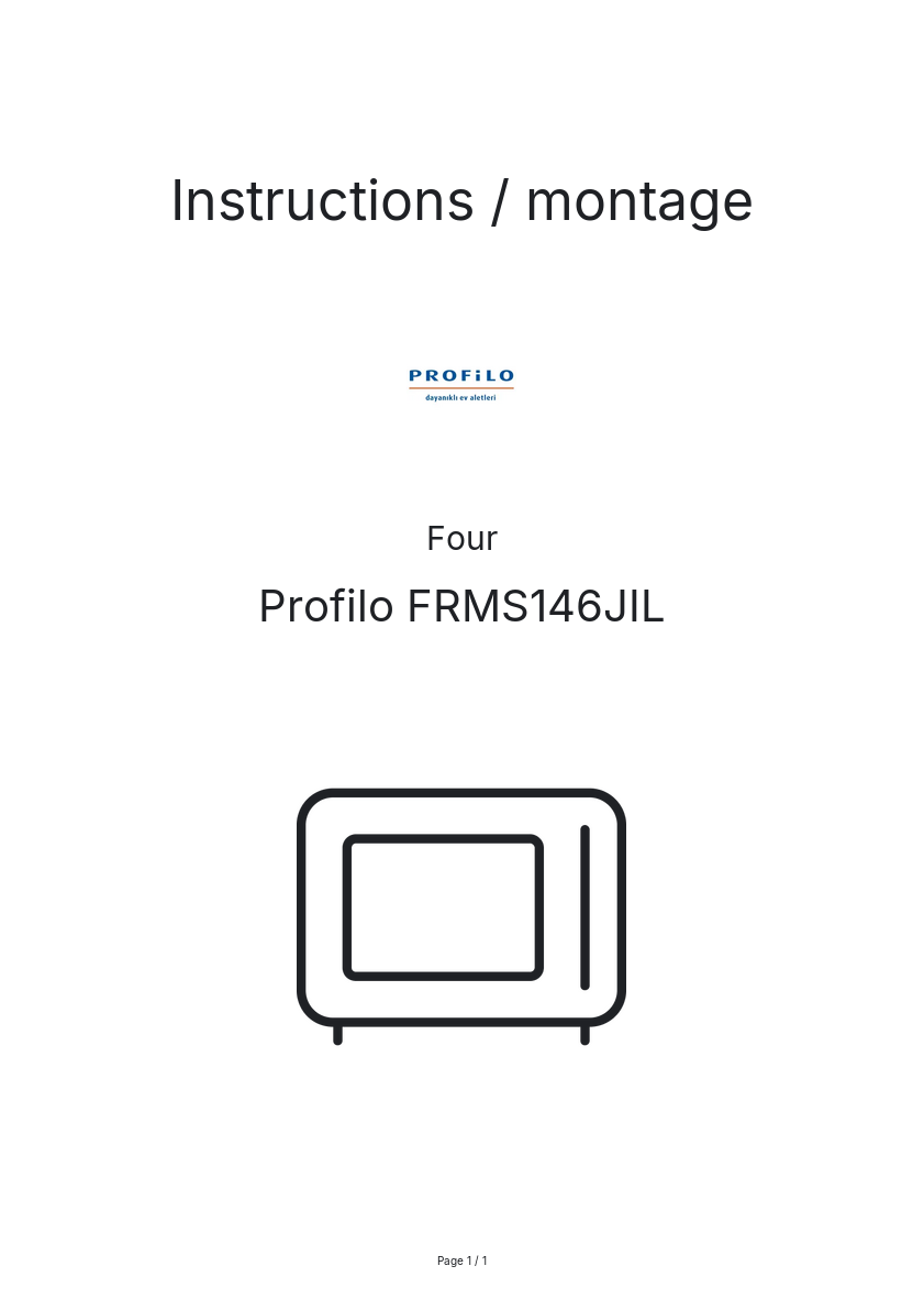 Page n°1 - Instructions / montage Profilo FRMS146JIL