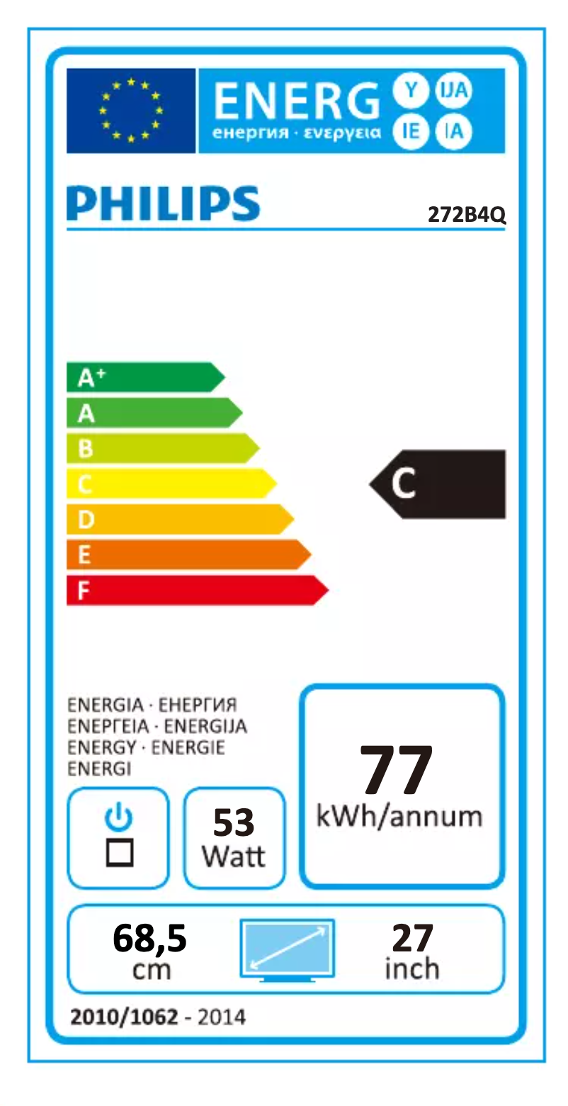 Página 1 del manual Etiqueta energética Philips 272B4QPJCB