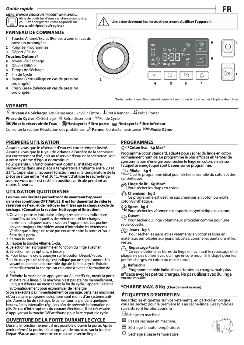 Página 1 del manual Manual de usuario Whirlpool FT CHA CM11 8XBB FR