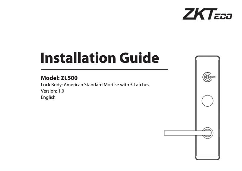 Page 1 de la notice Guide d'installation ZKTeco ZL500