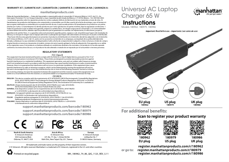Image de la première page du manuel de l'appareil 180962