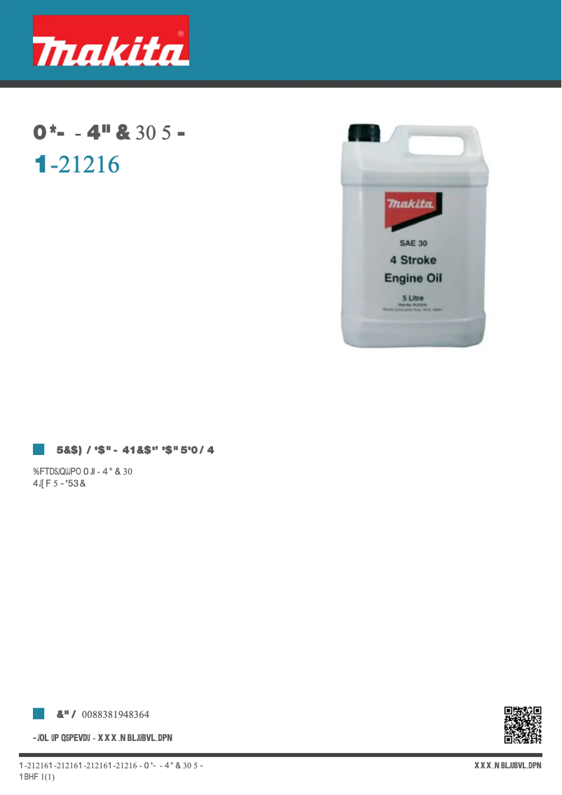 Page n°1 - Fiche technique Makita P-21216