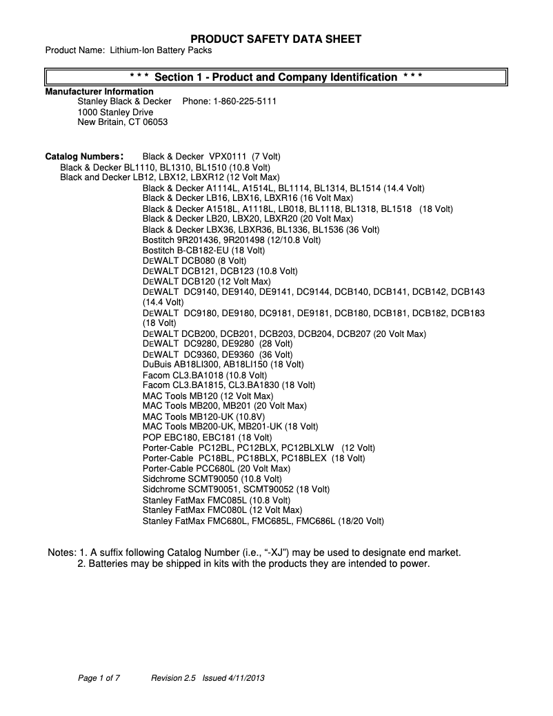 Page 1 de la notice Fiche technique DeWalt DCF889