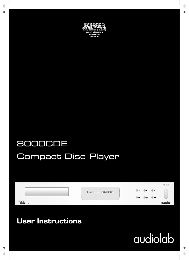 Page 1 de la notice Manuel utilisateur Audiolab 8000CDE