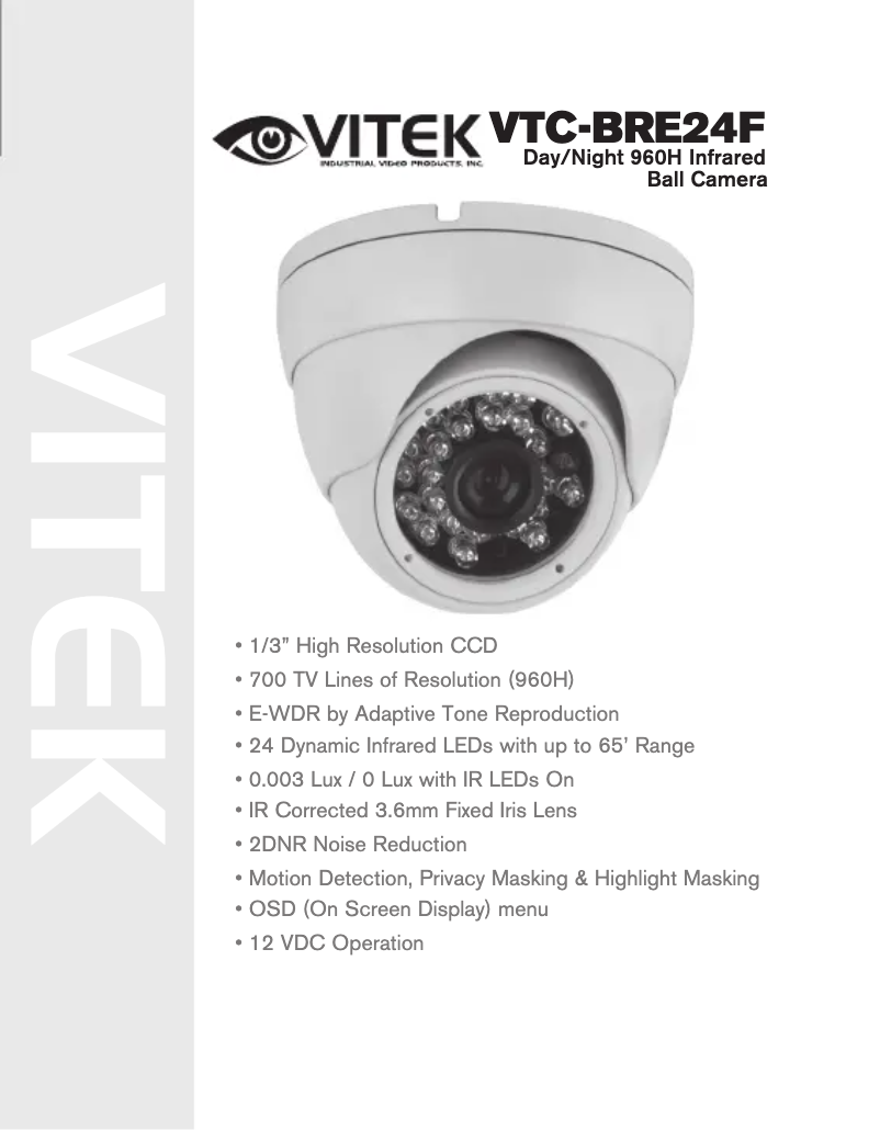 Image de la première page du manuel de l'appareil VTC-BRE24F