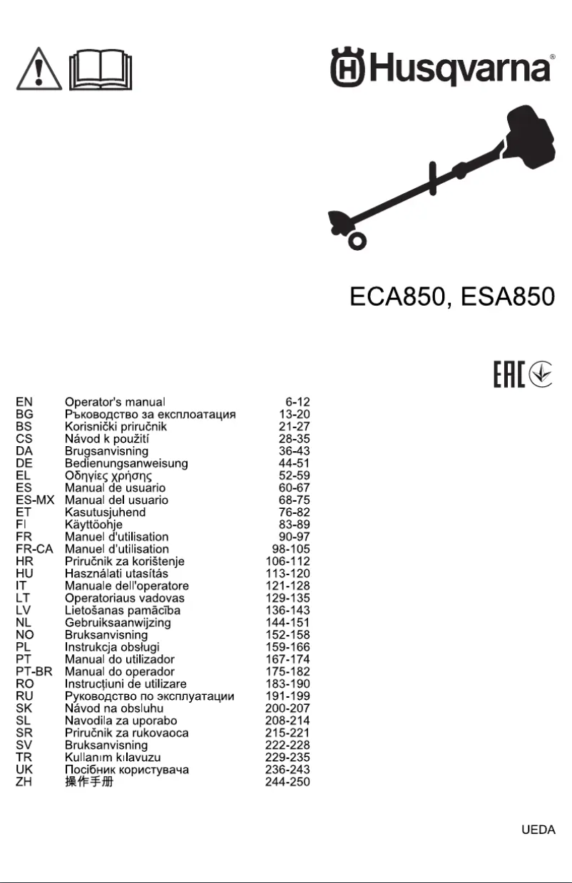 Page 1 de la notice Manuel utilisateur Husqvarna ESA850