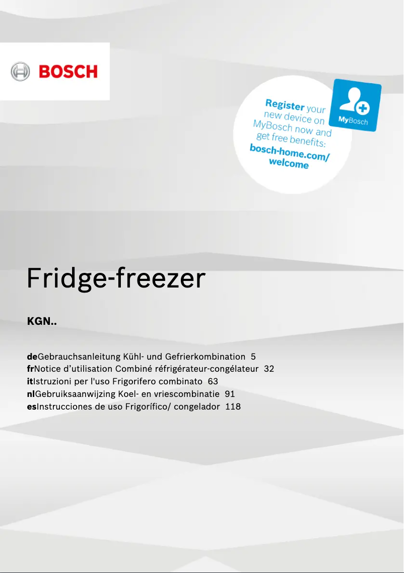 Page n°1 - Manuel utilisateur Bosch KGN39AI45