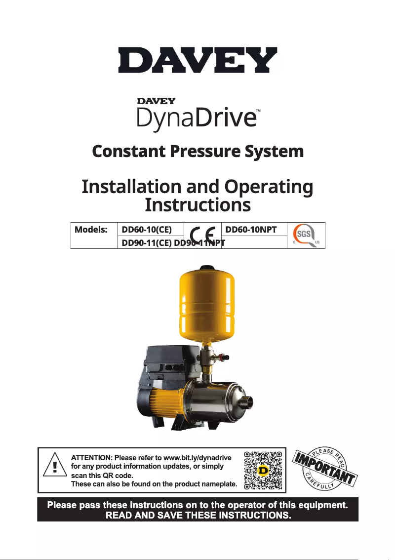 Página 1 del manual Manual de usuario Davey DynaDrive DD90-11