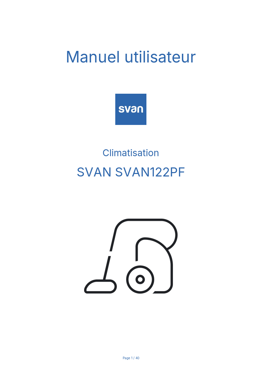 Image de la première page du manuel de l'appareil SVAN122PF