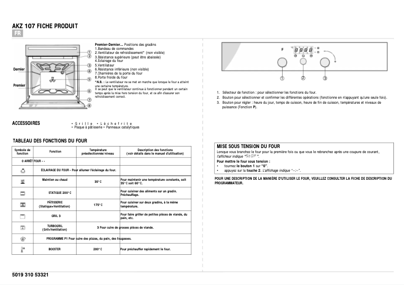 Page 1 de la notice Manuel utilisateur Whirlpool AKZ 107 IX