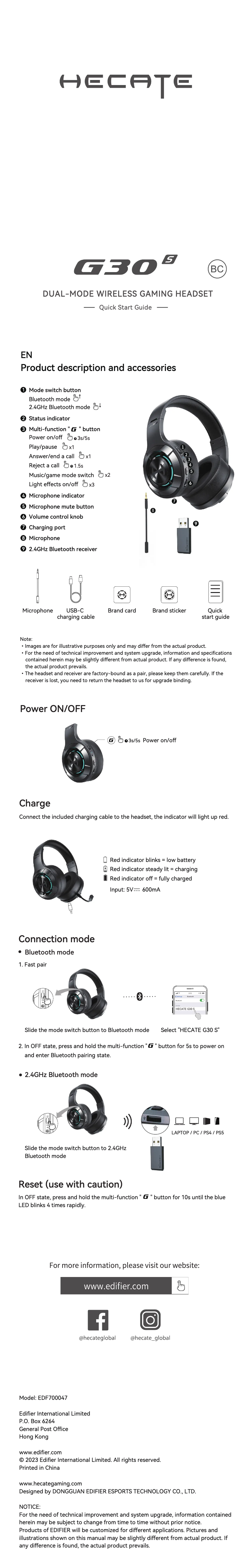 Page n°1 - Manuel utilisateur Edifier Hecate G30 S