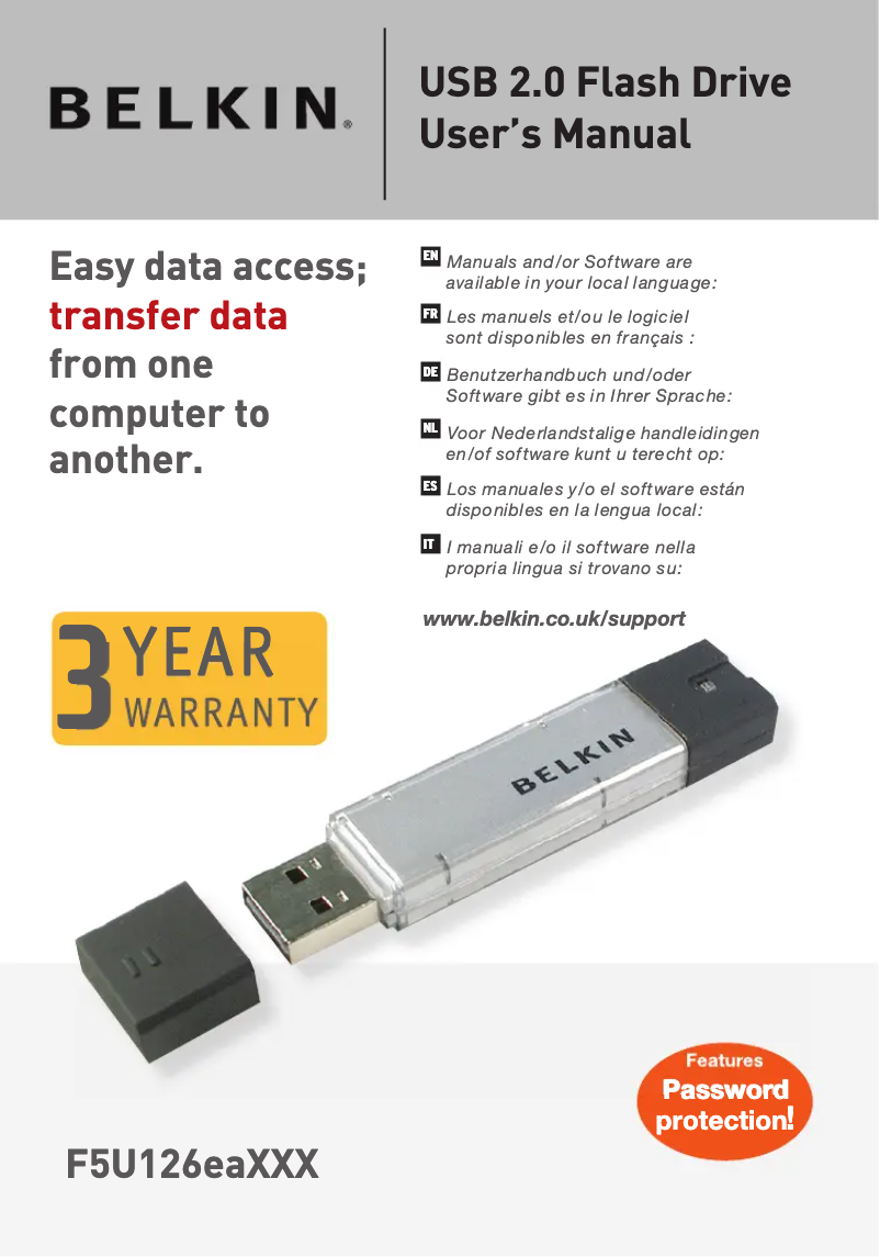 Page 1 de la notice Manuel utilisateur Belkin F5U126