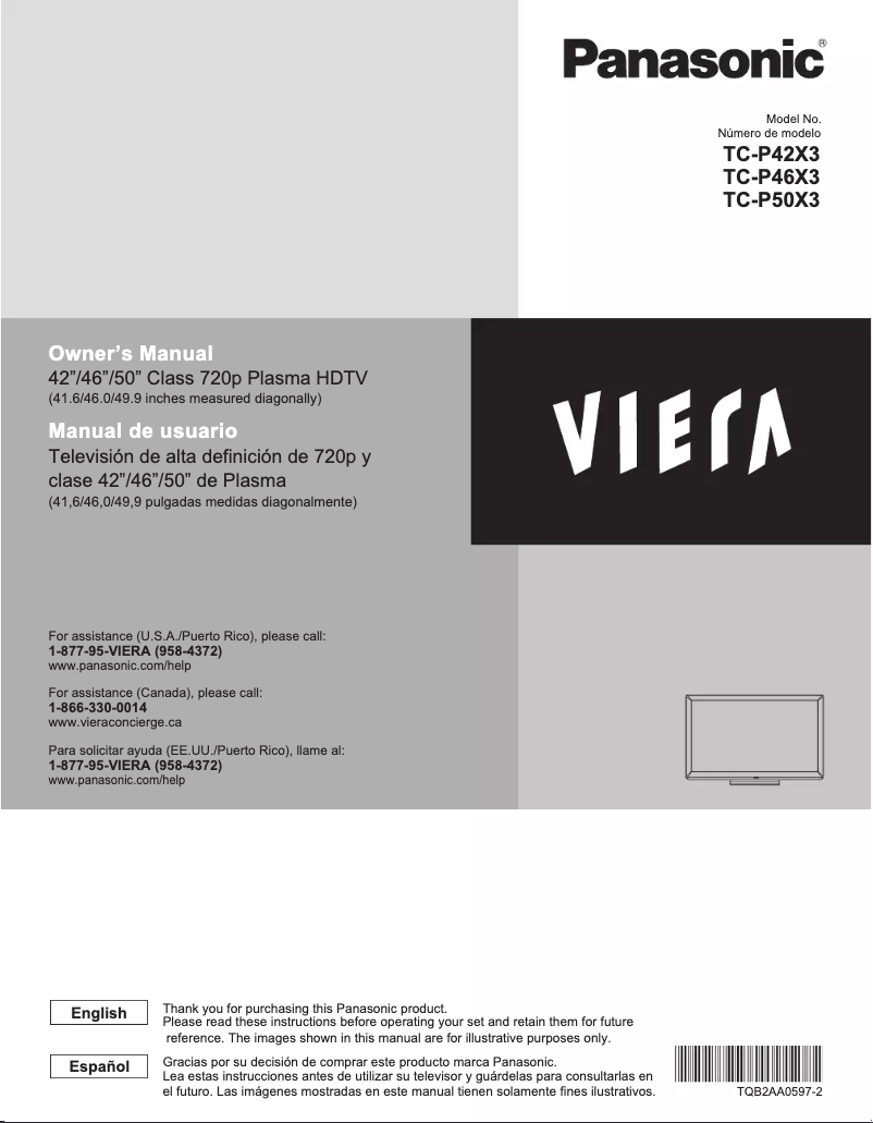 Page 1 de la notice Manuel utilisateur Panasonic Viera TC-P42X3