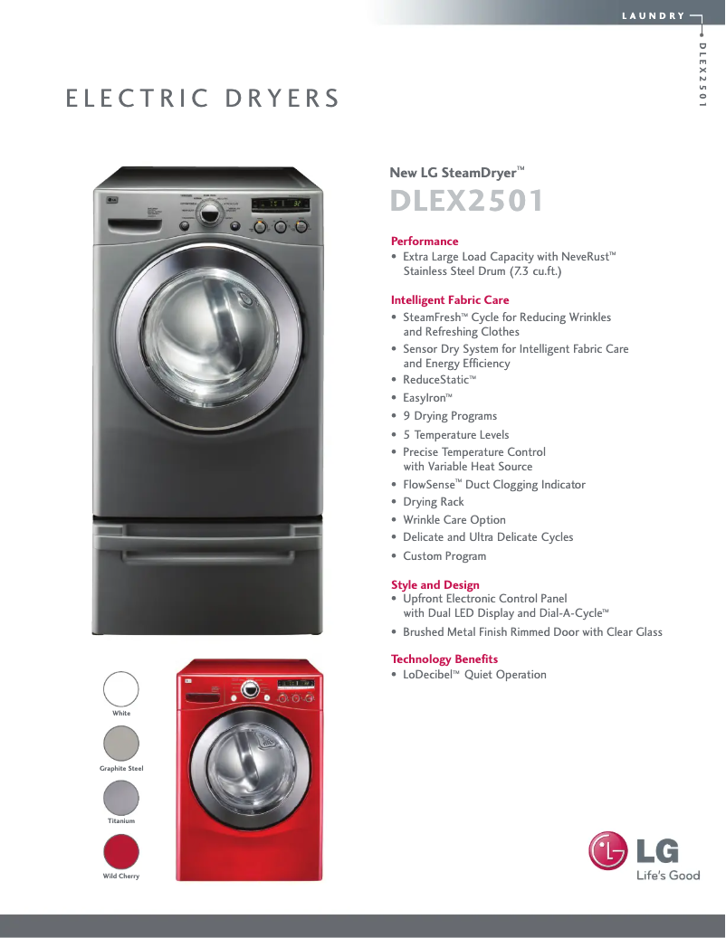 Página 1 del manual Ficha técnica LG DLEX2501S