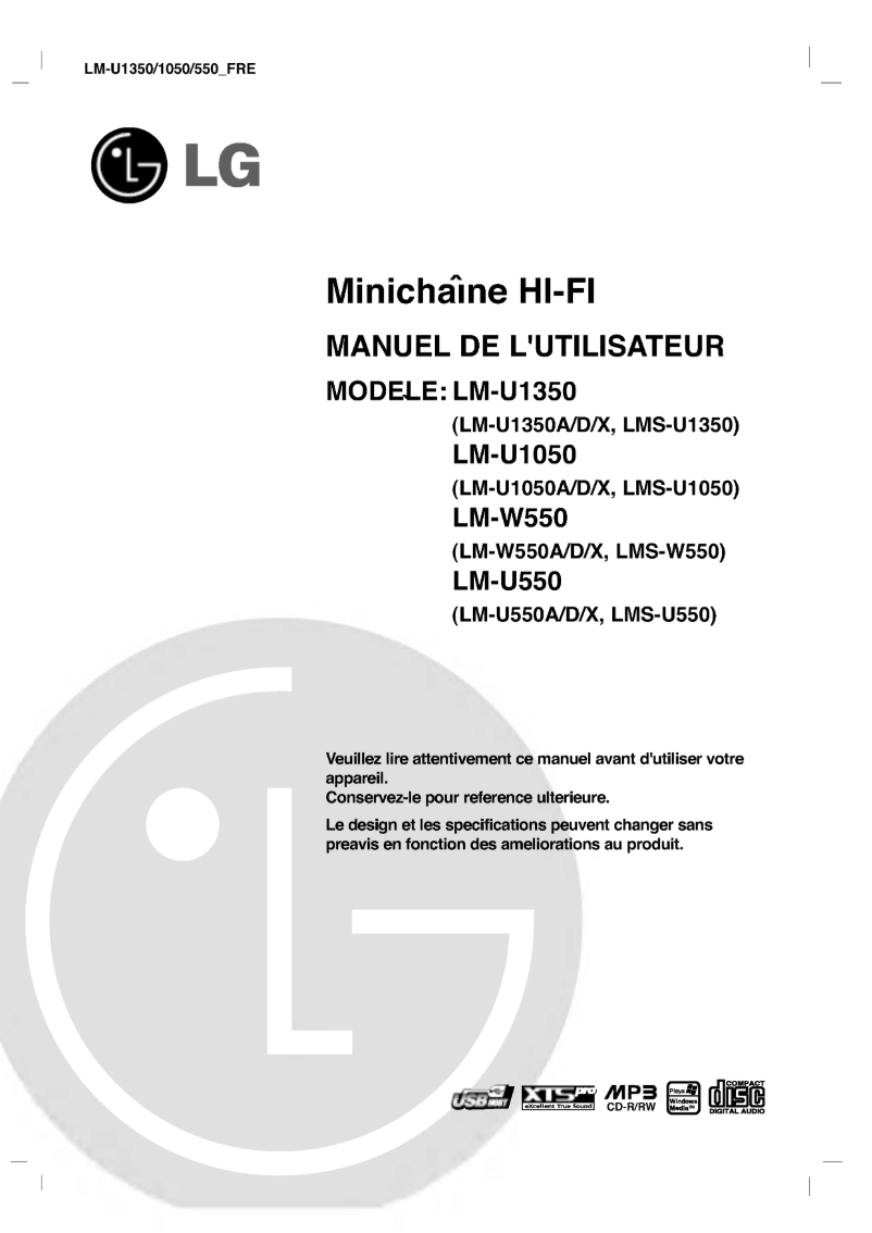 Page 1 de la notice Manuel utilisateur LG LM-U1350A