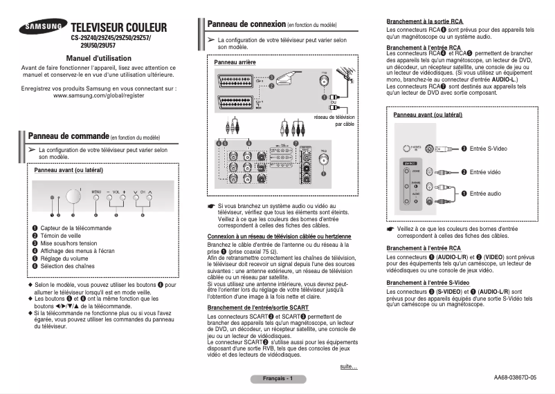 Page 1 de la notice Manuel utilisateur Samsung CS-21M40