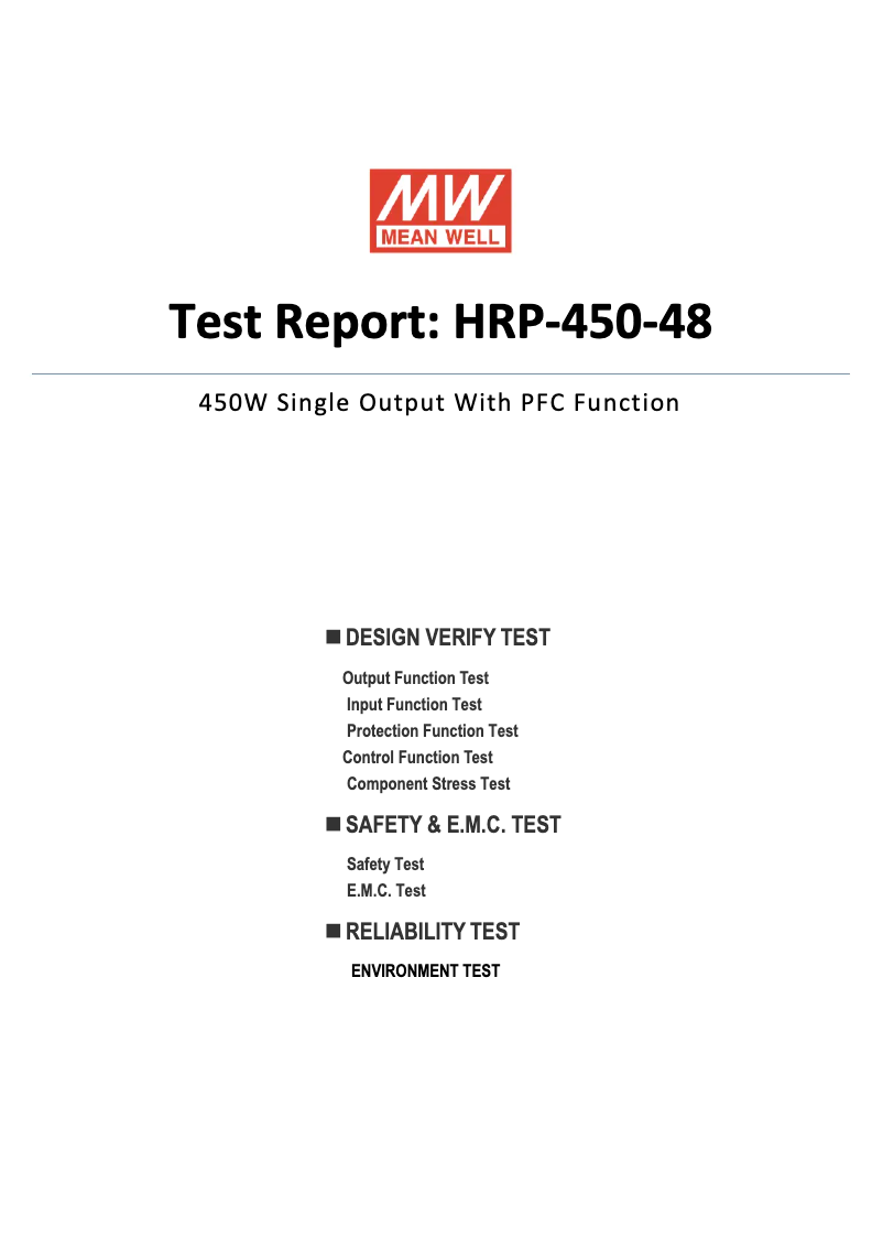 Page 1 de la notice Fiche technique Mean Well HRP-450-48