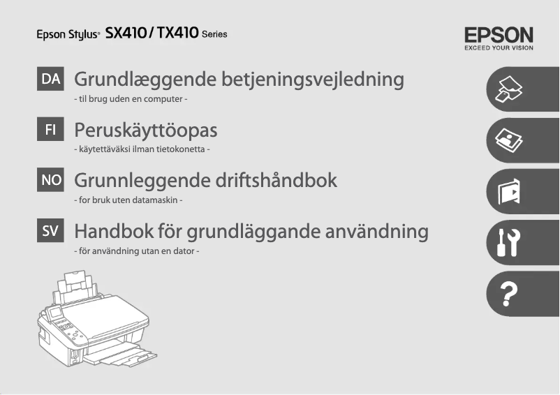 Imagen de la primera página del manual del dispositivo Stylus SX410
