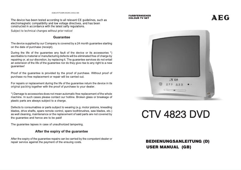 Image de la première page du manuel de l'appareil CTV 4823 DVD