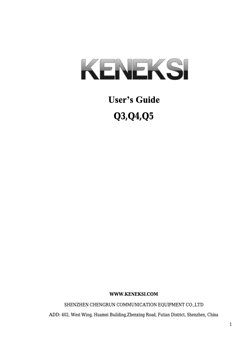 Page n°1 - Manuel utilisateur Keneksi Q5