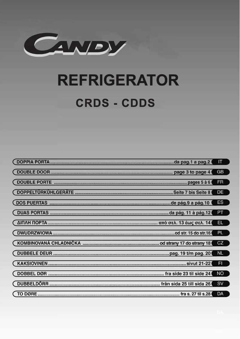 Page 1 de la notice Manuel utilisateur Candy CRDS 5120 W
