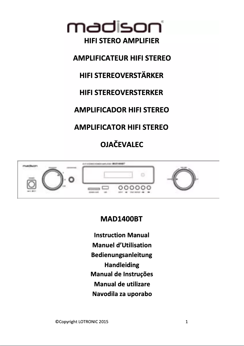 Image de la première page du manuel de l'appareil MAD1400BT