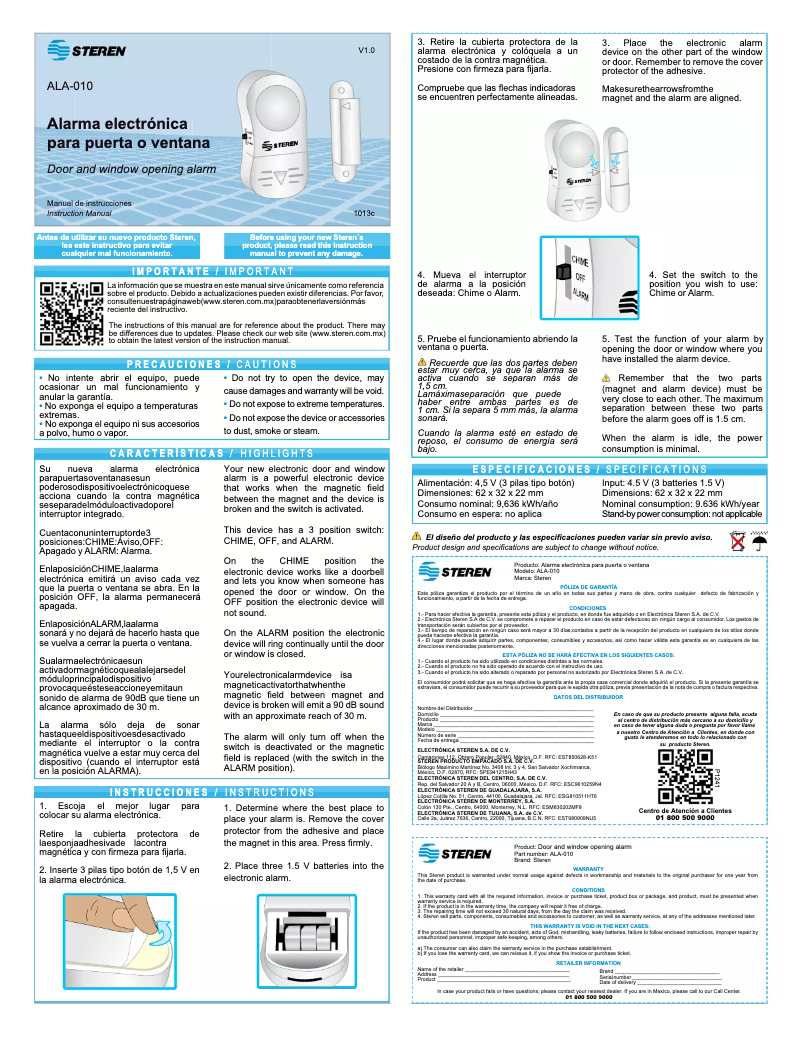 Image de la première page du manuel de l'appareil ALA-010