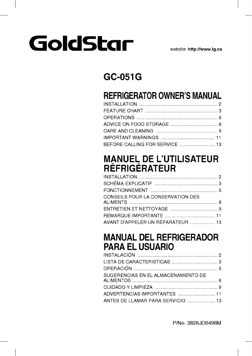 Page 1 de la notice Manuel utilisateur LG GC-051SS