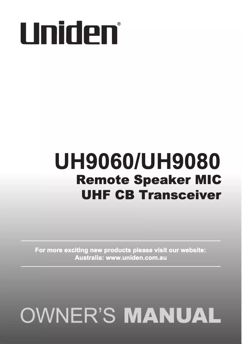 Page 1 de la notice Manuel utilisateur Uniden UH9060